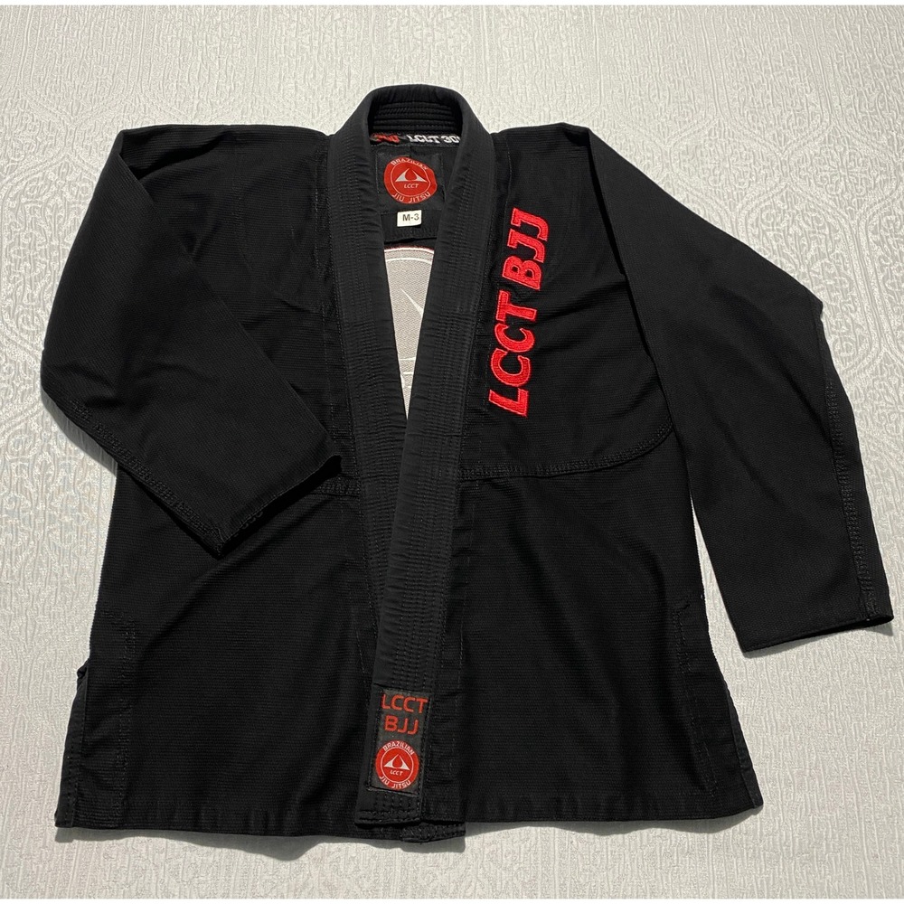 LCCT Brazilian Jiu Jitsu 300 Gi Jacket‎ Black Red Embroidered M-3 BJJ Kimono Top